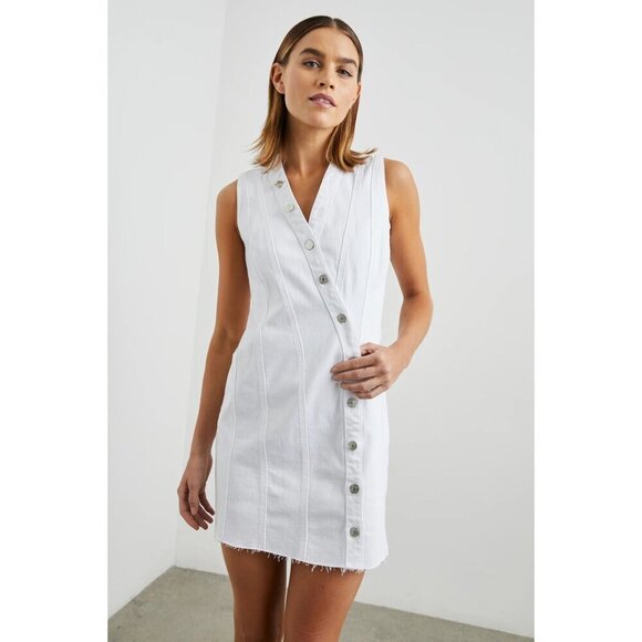Rails Dresses & Skirts - RAILS Rails Strand Asymmetric Denim Button-Up Dress in Salt White Size Small